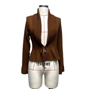 Vintage Becky Womens Size L Brown Tie Front Cardigan Sweater